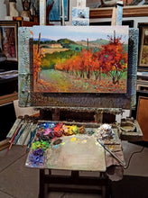 Load image into Gallery viewer, Tuscany painting landscape by Andrea Borella painter &quot;Autumn vineyard n°2&quot; original impressionist artwork Italy
