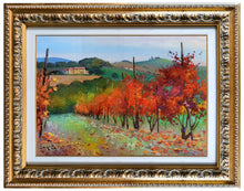 Load image into Gallery viewer, Tuscany painting landscape by Andrea Borella painter &quot;Autumn vineyard n°2&quot; original impressionist artwork Italy
