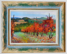 Load image into Gallery viewer, Tuscany painting landscape by Andrea Borella painter &quot;Autumn vineyard n°2&quot; original impressionist artwork Italy
