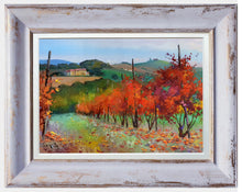 Load image into Gallery viewer, Tuscany painting landscape by Andrea Borella painter &quot;Autumn vineyard n°2&quot; original impressionist artwork Italy
