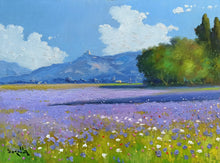 Load image into Gallery viewer, Tuscany painting by Andrea Borella Italian painter &quot;Lavender blooming&quot; Toscana landscape
