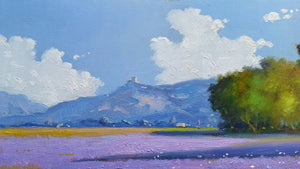 Tuscany painting by Andrea Borella Italian painter "Lavender blooming" Toscana landscape