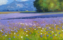 Load image into Gallery viewer, Tuscany painting by Andrea Borella Italian painter &quot;Lavender blooming&quot; Toscana landscape
