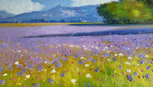 Load image into Gallery viewer, Tuscany painting by Andrea Borella Italian painter &quot;Lavender blooming&quot; Toscana landscape
