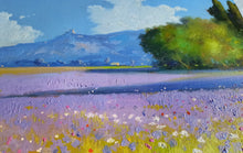 Load image into Gallery viewer, Tuscany painting by Andrea Borella Italian painter &quot;Lavender blooming&quot; Toscana landscape
