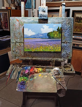 Load image into Gallery viewer, Tuscany painting by Andrea Borella Italian painter &quot;Lavender blooming&quot; Toscana landscape
