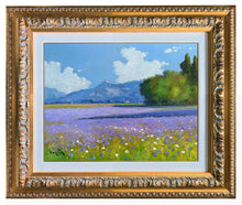 Load image into Gallery viewer, Tuscany painting by Andrea Borella Italian painter &quot;Lavender blooming&quot; Toscana landscape
