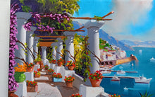 Load image into Gallery viewer, Amalfi painting, by Italian painter Silvio Valli &quot;Old terrace with flowers&quot;,Italian painting,Amalfitan Coast
