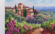 Load image into Gallery viewer, Tuscany painting by Domenico Ronca painter &quot;Vineyard foreground&quot; oil canvas original Toscana landscape
