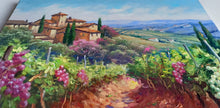 Load image into Gallery viewer, Tuscany painting by Domenico Ronca painter &quot;Vineyard foreground&quot; oil canvas original Toscana landscape
