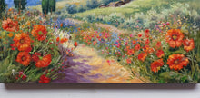 Load image into Gallery viewer, Tuscany painting by Domenico Ronca painter &quot;Quiet flowery path&quot; oil canvas original Toscana landscape
