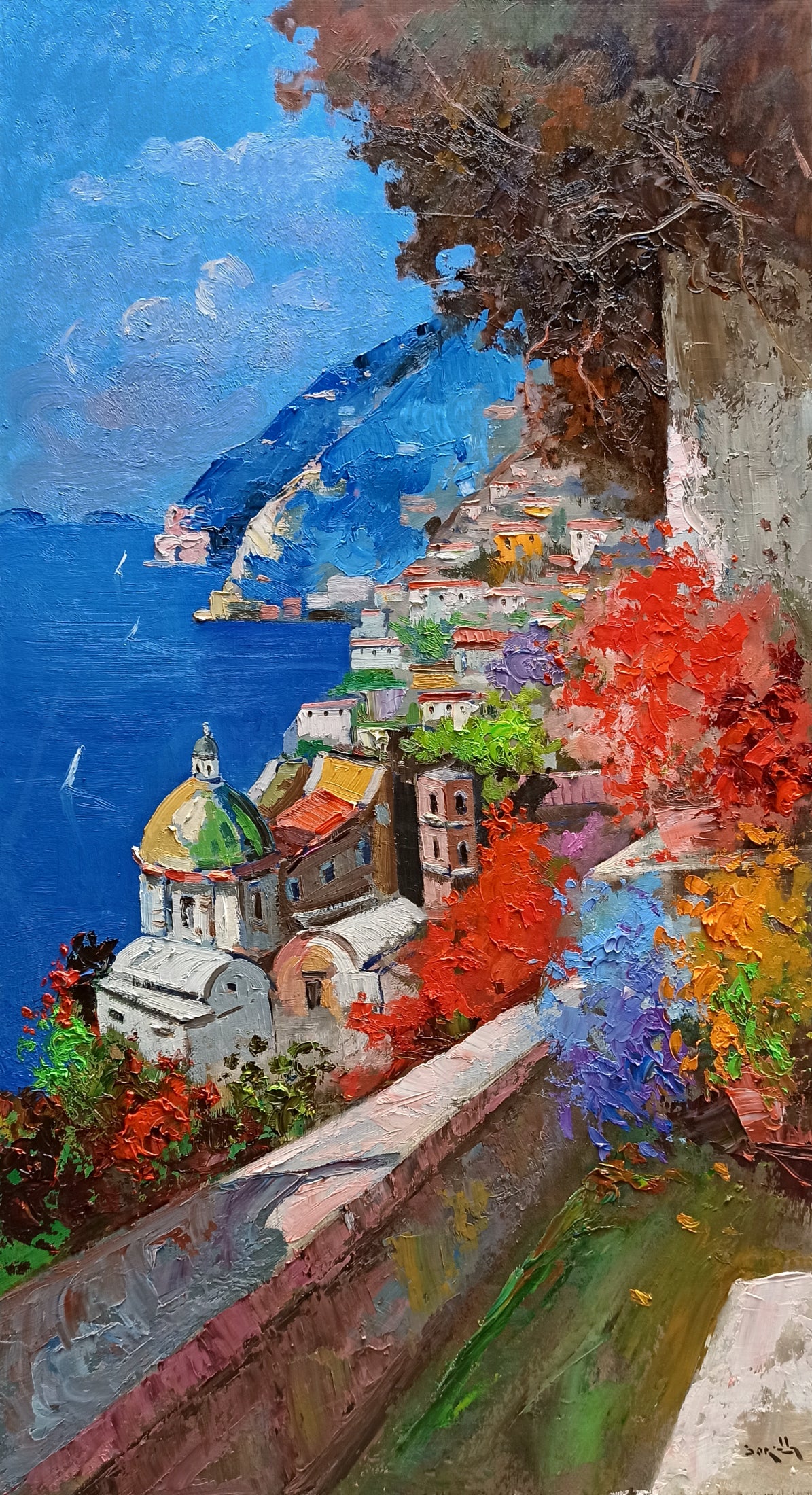 Positano painting by Andrea Borella painter 