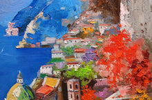 Load image into Gallery viewer, Positano painting by Andrea Borella painter &quot;Positano colors&quot; Italy seaside,original oil
