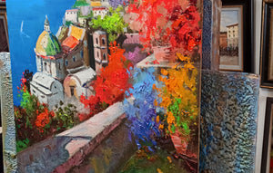 Positano painting by Andrea Borella painter "Positano colors" Italy seaside,original oil