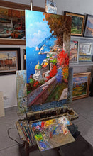 Load image into Gallery viewer, Positano painting by Andrea Borella painter &quot;Positano colors&quot; Italy seaside,original oil
