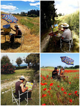 Load image into Gallery viewer, Tuscany painting by Andrea Borella Italian painter &quot;Lavender blooming&quot; Toscana landscape
