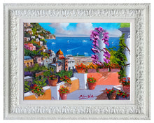 Load image into Gallery viewer, Positano painting, by Silvio Valli painter &quot;Flowering on the coast&quot;,Italian painting,Amalfitan Coast
