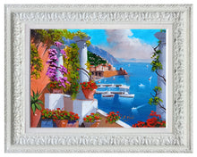 Load image into Gallery viewer, Amalfi painting, by Silvio Valli painter &quot;Seaside with flowers&quot;,Italian painting,Amalfitan Coast
