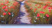 Load image into Gallery viewer, Tuscany painting landscape by Raimondo Pacini &quot;The path of daisies &amp; poppies&quot; Toscana artwork impressionist oil canvas
