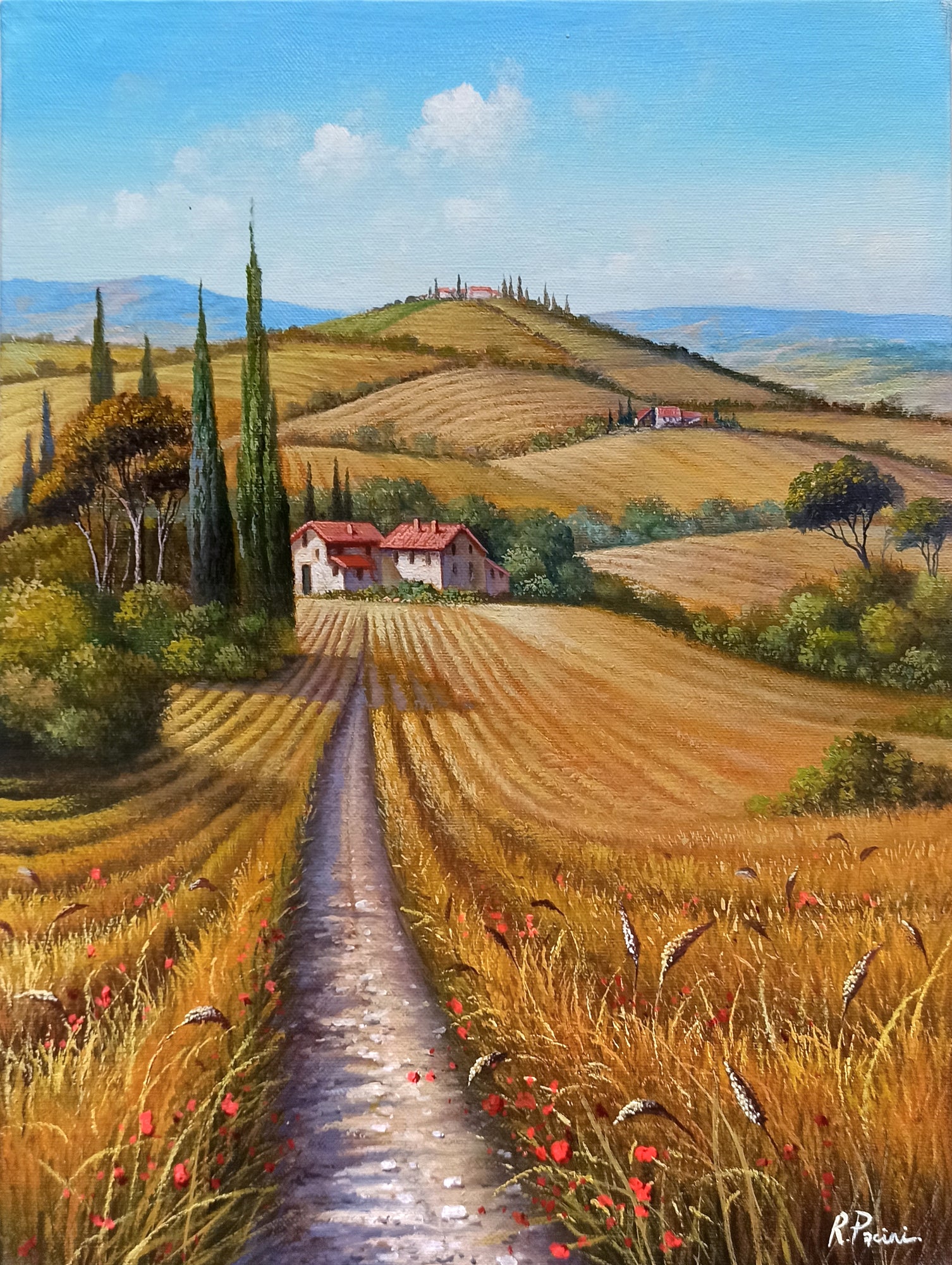 Tuscany painting landscape by Raimondo Pacini 