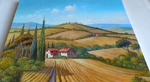 Load image into Gallery viewer, Tuscany painting landscape by Raimondo Pacini &quot;The way of grain&quot; Toscana artwork impressionist oil canvas
