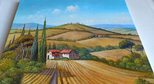 Tuscany painting landscape by Raimondo Pacini "The way of grain" Toscana artwork impressionist oil canvas