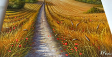 Load image into Gallery viewer, Tuscany painting landscape by Raimondo Pacini &quot;The way of grain&quot; Toscana artwork impressionist oil canvas
