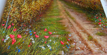 Load image into Gallery viewer, Tuscany painting landscape by Raimondo Pacini &quot;Autumn vineyard&quot; Toscana artwork impressionist oil canvas
