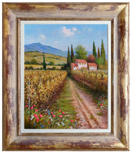 Load image into Gallery viewer, Tuscany painting landscape by Raimondo Pacini &quot;Autumn vineyard&quot; Toscana artwork impressionist oil canvas
