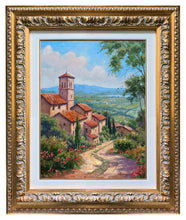 Load image into Gallery viewer, Tuscany painting by Domenico Ronca painter &quot;The ancient hamlet&quot;,Italian painter,Toscana landscape
