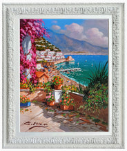 Load image into Gallery viewer, Amalfi painting by Gio Sannino painter &quot;Flowey terrace - vertical version&quot; original canvas Italy
