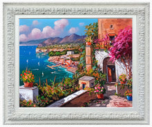 Load image into Gallery viewer, Sorrento painting by Gio Sannino painter &quot;Flowery house on the coast&quot; landscape original canvas artwork Italy
