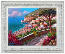 Load image into Gallery viewer, Positano painting by Gio Sannino painter &quot;Walkway on the coast&quot; landscape original canvas artwork Italy
