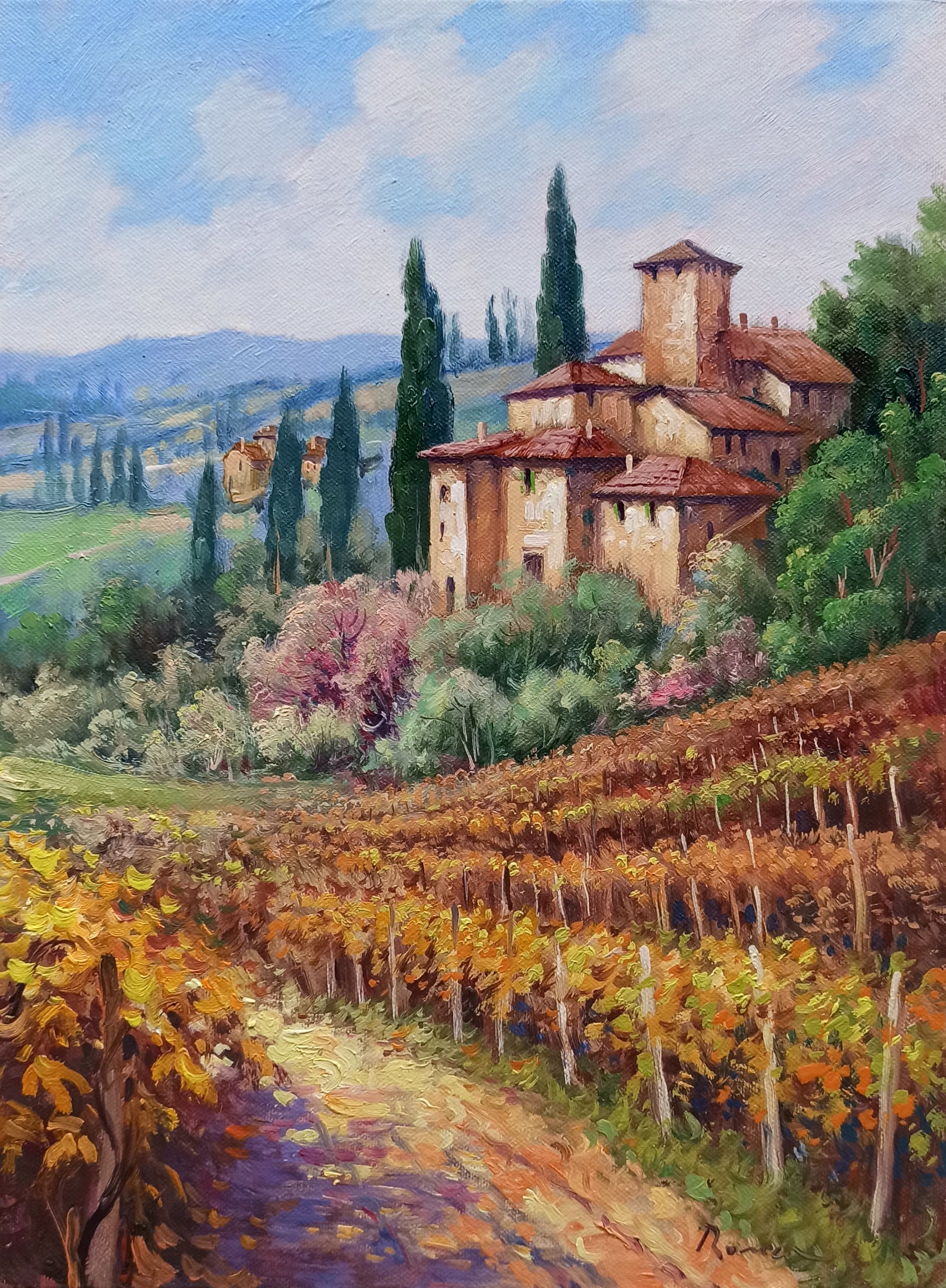 Tuscany painting landscape by Domenico Ronca painter 