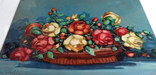 Load image into Gallery viewer, Basket with roses old painting original painter Aldo Lopez Luxardo 1921 vintage artwork
