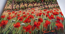Load image into Gallery viewer, Tuscany painting by Roberto Gai &quot;Vineyard &amp; Poppies&quot; Toscana artwork landscape oil canvas
