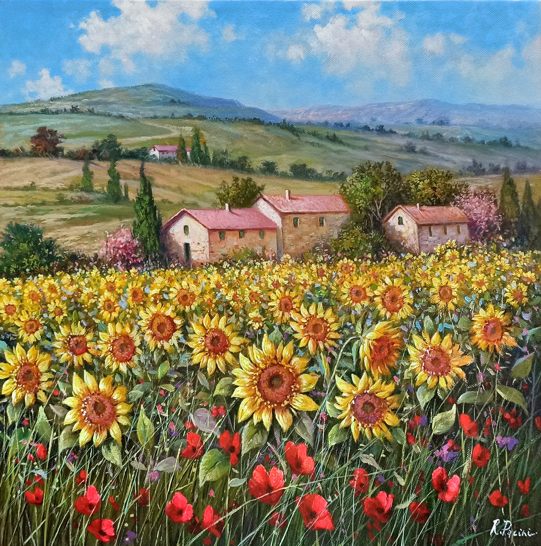 Tuscany painting landscape by Raimondo Pacini 