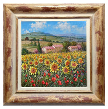 Load image into Gallery viewer, Tuscany painting landscape by Raimondo Pacini &quot;Sunflowers in blooming&quot; Toscana artwork impressionist oil canvas
