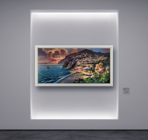 Positano painting Vincenzo Somma Italian painter "Coast sunset" Italy original artwork