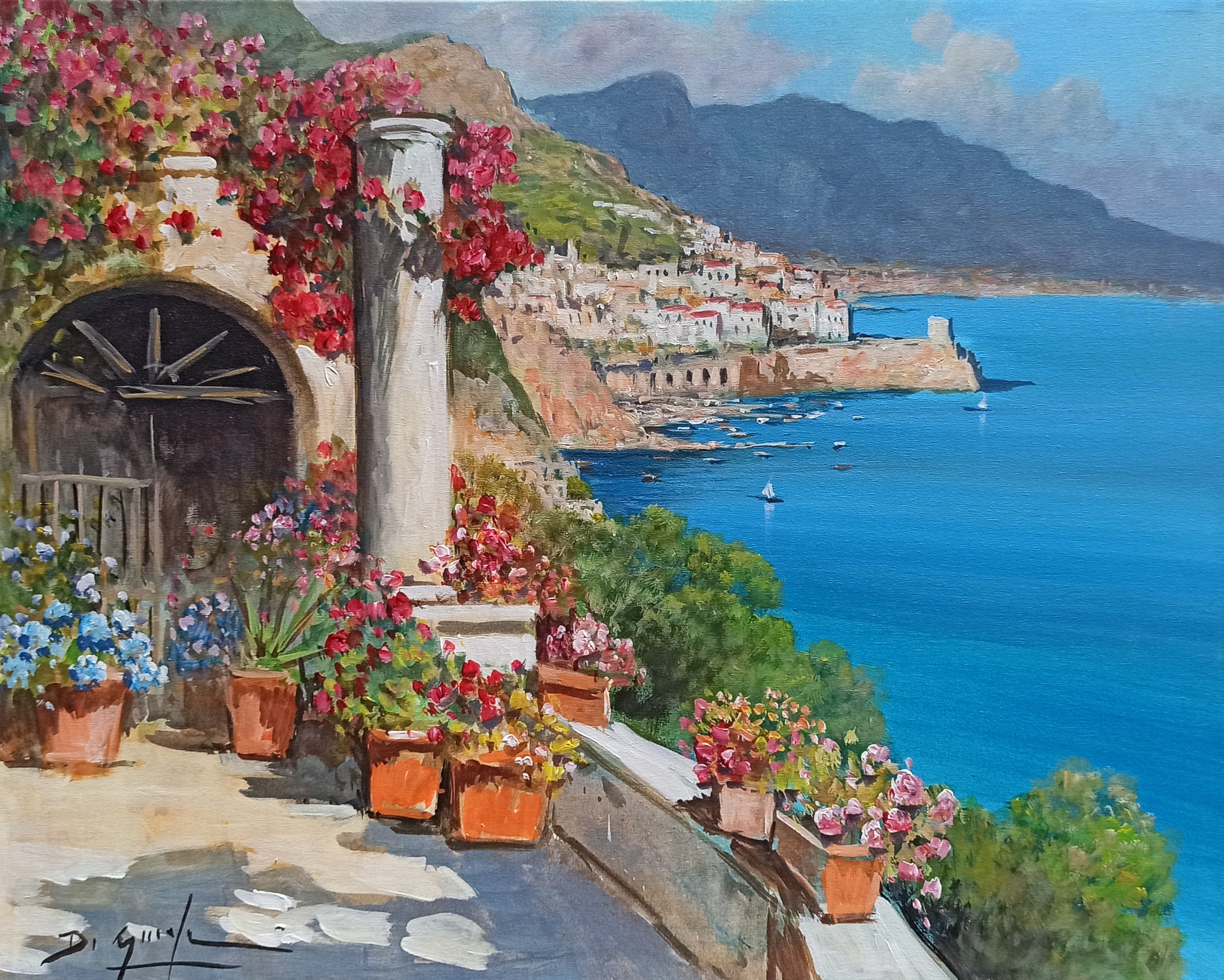 Amalfi painting by Gianni Di Guida painter 