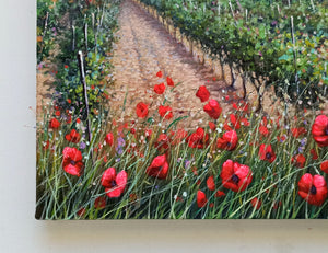 Tuscany painting landscape by Raimondo Pacini "Flowering in the vineyard" Toscana artwork impressionist oil canvas