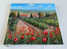 Load image into Gallery viewer, Tuscany painting landscape by Raimondo Pacini &quot;Flowering in the vineyard&quot; Toscana artwork impressionist oil canvas
