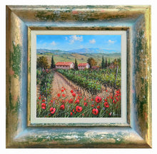 Load image into Gallery viewer, Tuscany painting landscape by Raimondo Pacini &quot;Flowering in the vineyard&quot; Toscana artwork impressionist oil canvas
