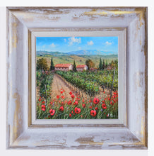 Load image into Gallery viewer, Tuscany painting landscape by Raimondo Pacini &quot;Flowering in the vineyard&quot; Toscana artwork impressionist oil canvas
