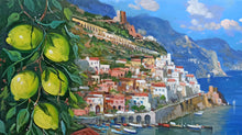 Load image into Gallery viewer, Amalfi painting by Vincenzo Somma &quot;Lemons on the coast&quot; original canvas Italian painter
