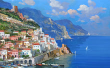 Load image into Gallery viewer, Amalfi painting by Vincenzo Somma &quot;Lemons on the coast&quot; original canvas Italian painter
