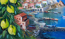 Load image into Gallery viewer, Amalfi painting by Vincenzo Somma &quot;Lemons on the coast&quot; original canvas Italian painter
