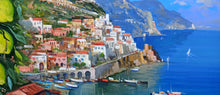 Load image into Gallery viewer, Amalfi painting by Vincenzo Somma &quot;Lemons on the coast&quot; original canvas Italian painter
