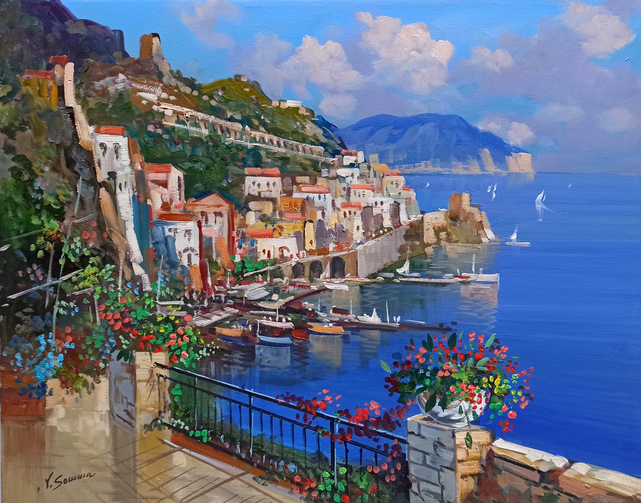 Amalfi painting by Vincenzo Somma painter 
