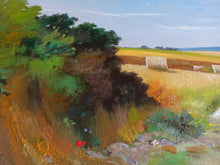 Load image into Gallery viewer, Tuscany painting Andrea Borella painter &quot;Countryside in July&quot; original landscape artwork Italy
